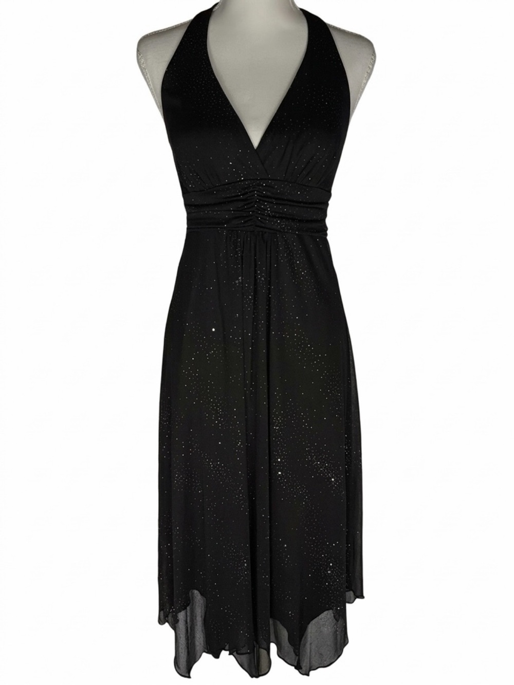 Vintage Y2K Speechless Black Glitter Whimsigoth Formal Asymmetrical Midi Dress